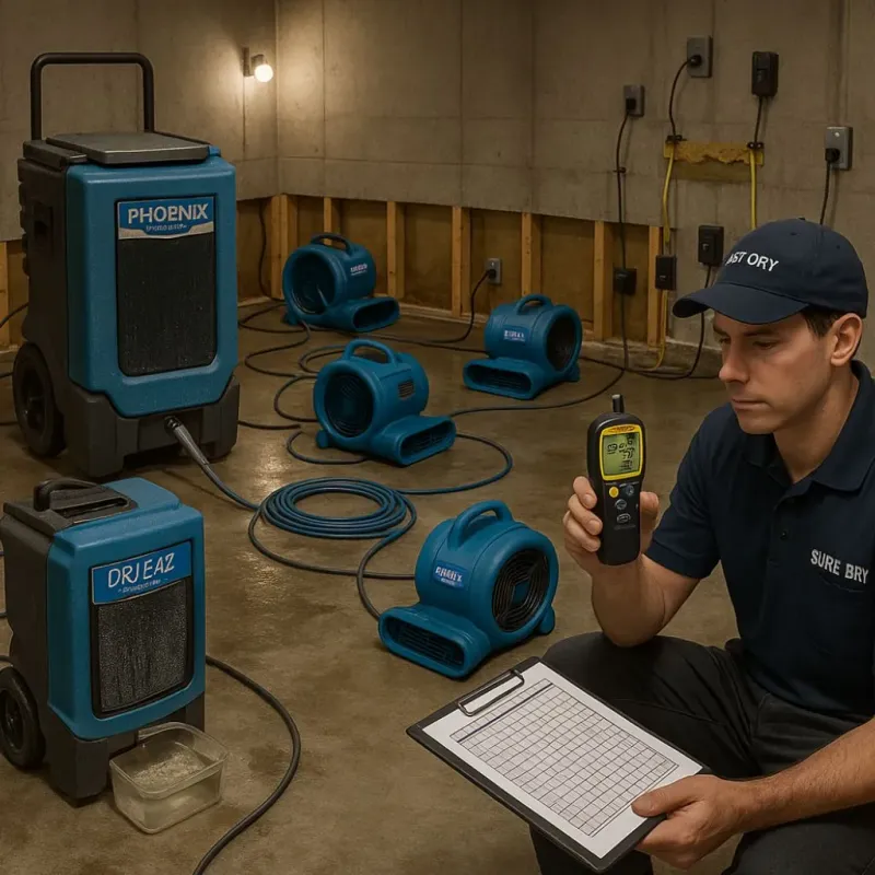 Structural Drying and Dehumidification process in New Braunfels, TX